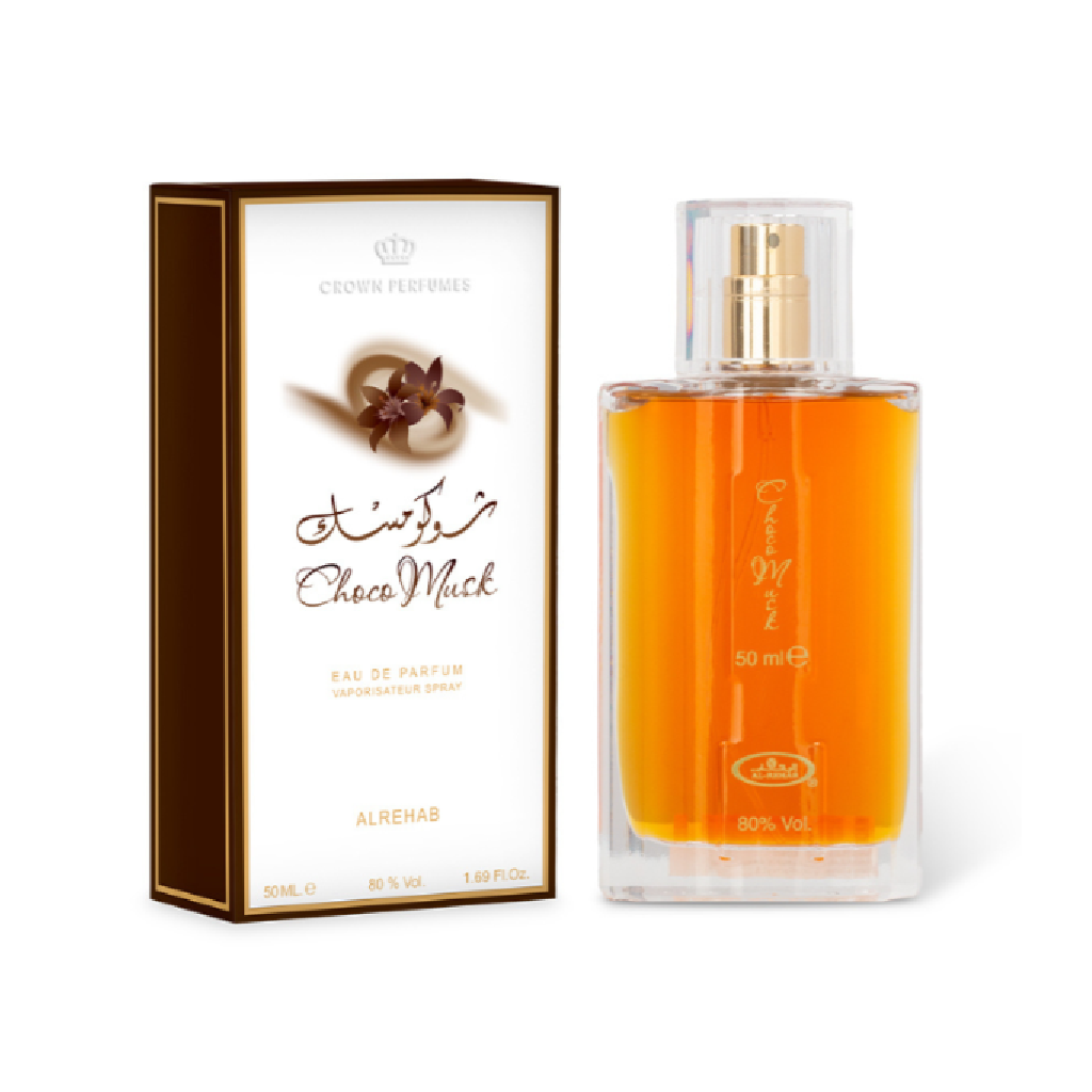Al Rehab Choco Musk perfume bottle and box, available at Diziac Fragrance Studio,  Jane Finch Mall, North York.