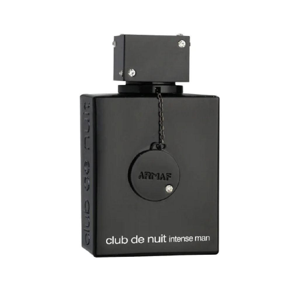 Black Armaf Club de Nuit Intense Man perfume bottle on a white background