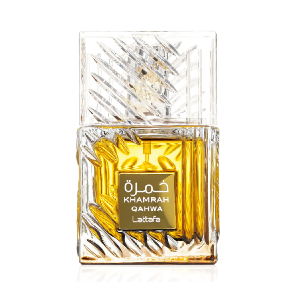 Lattafa Khamrah Qahwa perfume bottle, available at Diziac Fragrance Studio,  Jane Finch Mall, North York.