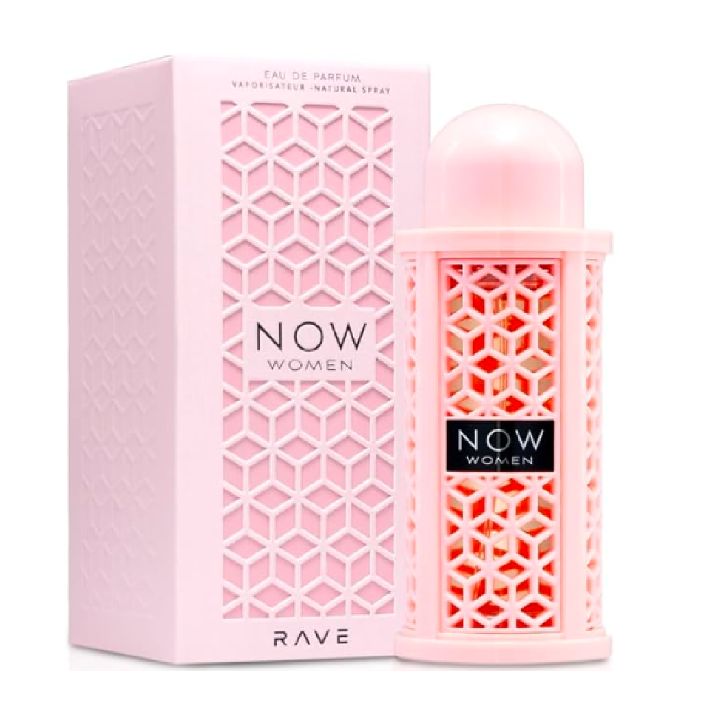 Rave Now Pink perfume for women bottle and box, inspired by Burberry Her Elixir, available at Jane Finch Mall, North York.