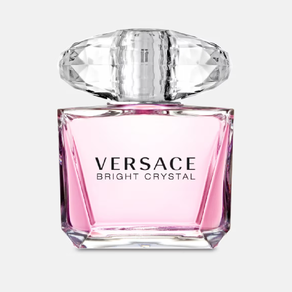 Versace Bright Crystal perfume bottle on a light gray background